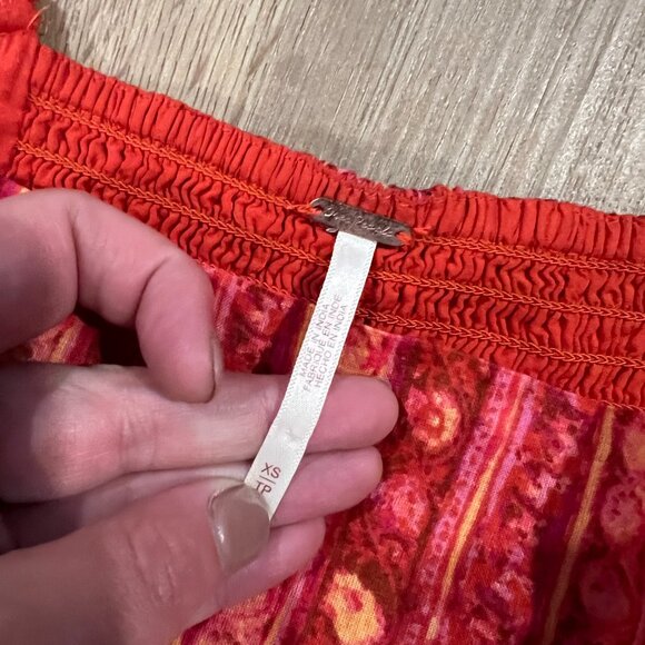 Free People Long Sleeve Mini Dress Boho Orange and Pink XS - Picture 5 of 6